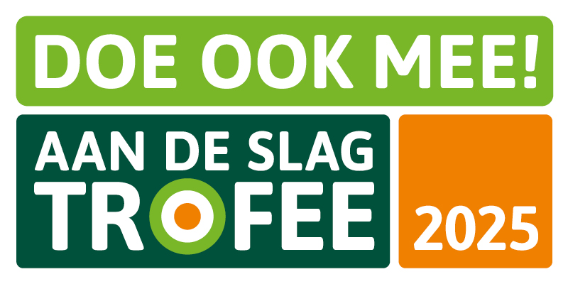 Banner met de tekst 'Doe ook mee! Aan De Slag Trofee 2025'